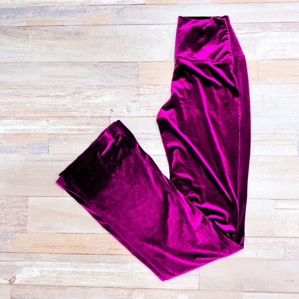 NORMA KAMALI Plum Purple Velvet Wide-Leg Pants | Small *